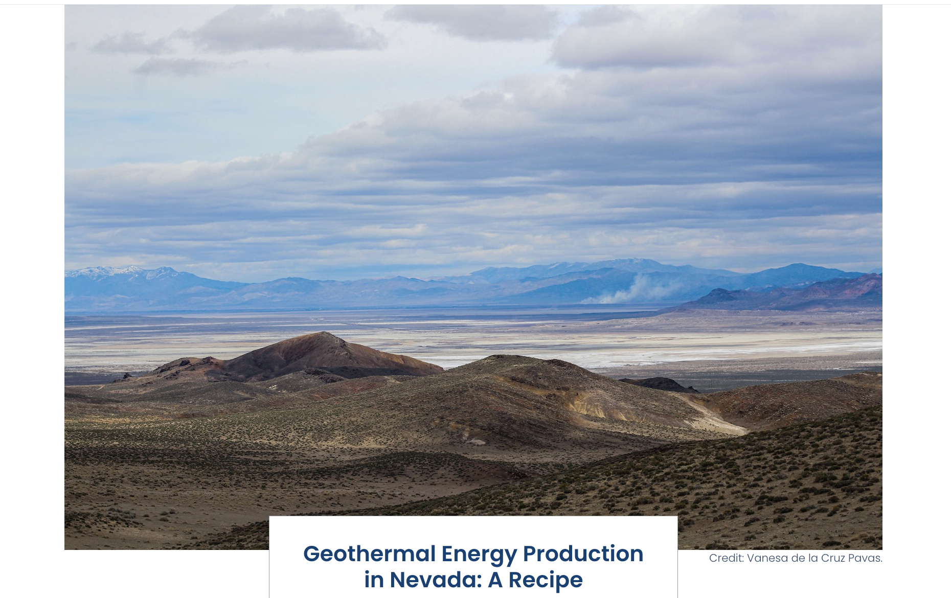 Article on geothermal energy production in Nevada by Vanesa de la Cruz, Hitchcock Project